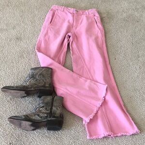 ZARA-LE FRIPIER/“ROSE”PINK RAW EDGE HEM STRETCH JEANS